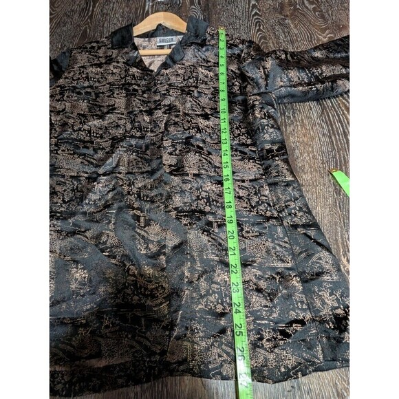 Chico's Design Black Silk Blend Asian Print Women Button Front Sz 1 Mediun N90 - Picture 5 of 6